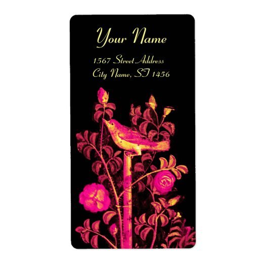 バラ付きナイチンゲール,ピンク明るい赤紫色ブラックイエロー ラベル (正面)