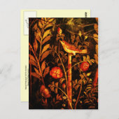 バラ付きナイチンゲール、赤い黒い黄色 ポストカード (正面/裏面)