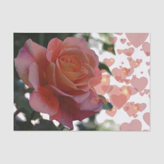 バラ付きハートティッシュペーパー 薄葉紙 (正面)