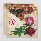 バラ付き三つ 招待状 (正面/裏面)