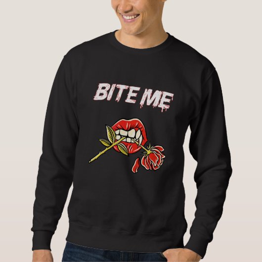 バラ付き吸血鬼の歯型 "Bite Me" スウェットシャツ (正面)