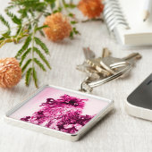 バラ付き子猫,ピンク明るい赤紫色白 キーホルダー (側面)