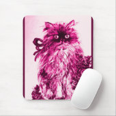 バラ付き子猫,ピンク明るい赤紫色白 マウスパッド (マウス)