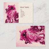 バラ付き子猫,ピンク明るい赤紫色白 名刺 (正面/裏面)