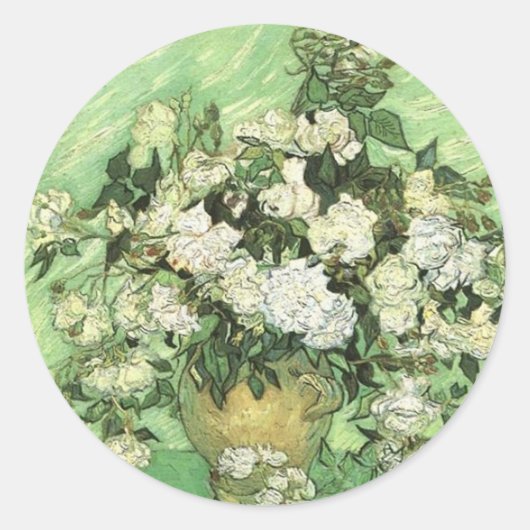 バラ付き花瓶，ビンセント・ファン・ゴッホ1890 ラウンドシール (正面)