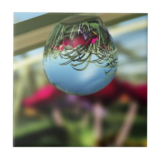 バラ付き雨滴装飾瓦 タイル (正面)