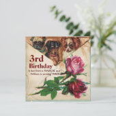 バラ付き3つのDOGGIES，第3誕生日分与 招待状 (スタンド正面)