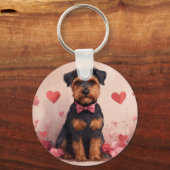 バラ付きAiredale – バレンタインデー キーホルダー (正面)
