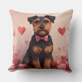 バラ付きAiredale – バレンタインデー クッション (正面)