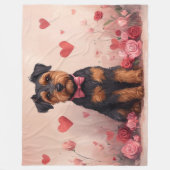 バラ付きAiredale – バレンタインデー フリースブランケット (正面)