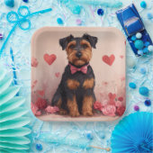 バラ付きAiredale – バレンタインデー ペーパープレート (パーティー)