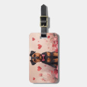バラ付きAiredale – バレンタインデー ラゲッジタグ (正面縦)