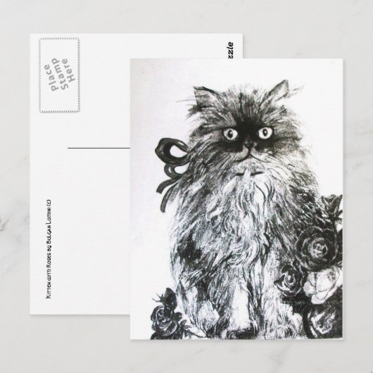 バラ付きKITTEN ポストカード (正面/裏面)