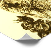 バラ付きKITTEN，茶色と白 ポスター (角)