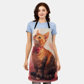 バラ入りアビシニアン猫 – バレンタイン エプロン (着用した状態)