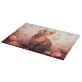 バラ入りアビシニアン猫 – バレンタイン カッティングボード (角)