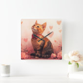 バラ入りアビシニアン猫 – バレンタイン スクエア壁時計 (ホーム)