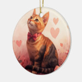 バラ入りアビシニアン猫 – バレンタイン セラミックオーナメント (左)