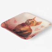 バラ入りアビシニアン猫 – バレンタイン ペーパープレート (傾斜あり)