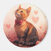 バラ入りアビシニアン猫 – バレンタイン マグネット (正面)