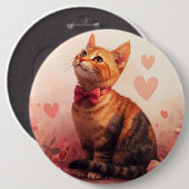 バラ入りアビシニアン猫 – バレンタイン 缶バッジ (正面&裏面)