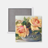 バラ入りボウルヴィンテージアートマグネット マグネット (正面/裏面)