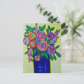 バラ入り花瓶葉書 ポストカード (スタンド正面)