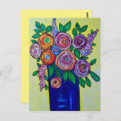 バラ入り花瓶葉書 ポストカード (正面/裏面)