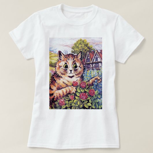 バラ入りLouis Wain Tシャツ (デザイン正面)