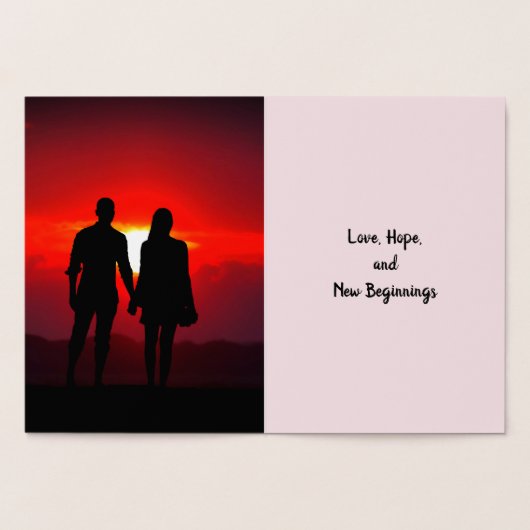 バラ内ハートバレンタイン、写真と引用文の追加 箔カード (内部)