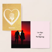 バラ内ハートバレンタイン、写真と引用文の追加 箔カード (ディスプレー)