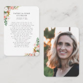 バラ写真悔やみや弔慰葬儀記念カード 名刺 (正面/裏面)