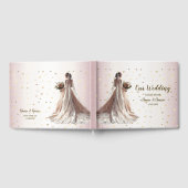 バラ冬の結婚式の花嫁ゴールデンシャイニーハートパーティー ゲストブック (全面)