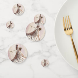 バラ冬の結婚式の花嫁ゴールデンシャイニーハートパーティー コンフェッティ