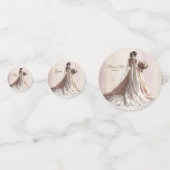 バラ冬の結婚式の花嫁ゴールデンシャイニーハートパーティー コンフェッティ (裏面)