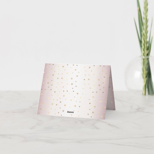 バラ冬の結婚式の花嫁ゴールデンシャイニーハートパーティー サンキューカード (裏面)