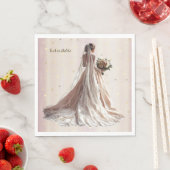 バラ冬の結婚式の花嫁ゴールデンシャイニーハートパーティー スタンダードランチョンナプキン (インサイチュ)