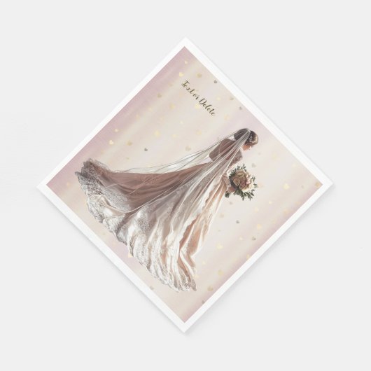 バラ冬の結婚式の花嫁ゴールデンシャイニーハートパーティー スタンダードランチョンナプキン (角)