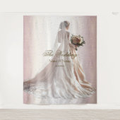 バラ冬の結婚式の花嫁ゴールデンシャイニーハートパーティー タペストリー (正面)