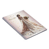 バラ冬の結婚式の花嫁ゴールデンシャイニーハートパーティー ノートブック (右側)