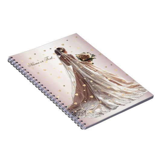 バラ冬の結婚式の花嫁ゴールデンシャイニーハートパーティー ノートブック (右側)