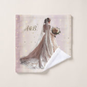 バラ冬の結婚式の花嫁ゴールデンシャイニーハートパーティー バスタオルセット (ウォッシュタオル)