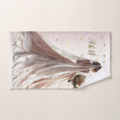 バラ冬の結婚式の花嫁ゴールデンシャイニーハートパーティー バスタオルセット (ハンドタオル)