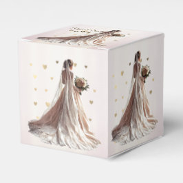 バラ冬の結婚式の花嫁ゴールデンシャイニーハートパーティー フェイバーボックス