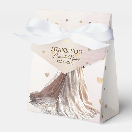 バラ冬の結婚式の花嫁ゴールデンシャイニーハートパーティー フェイバーボックス (正面サイド)