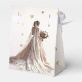 バラ冬の結婚式の花嫁ゴールデンシャイニーハートパーティー フェイバーボックス (裏面サイド)