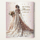 バラ冬の結婚式の花嫁ゴールデンシャイニーハートパーティー プランナー手帳 (裏面)