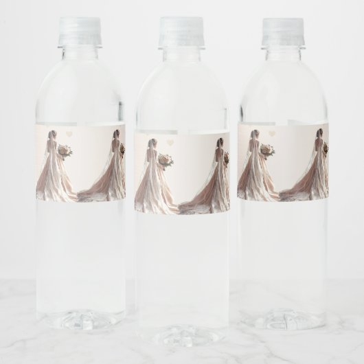 バラ冬の結婚式の花嫁ゴールデンシャイニーハートパーティー ペットボトルラベル (ボトル)