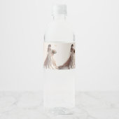 バラ冬の結婚式の花嫁ゴールデンシャイニーハートパーティー ペットボトルラベル (正面)