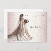 バラ冬の結婚式の花嫁ゴールデンシャイニーハートパーティー ポストカード (正面/裏面)